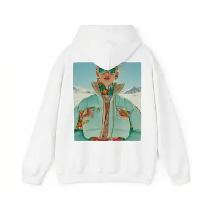 Fashion Woman Mint Puffer Jacket Snow Mountains