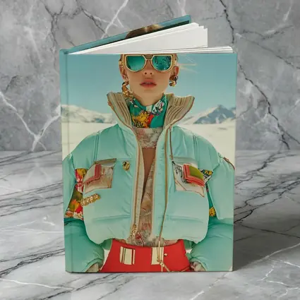 Fashion Woman Mint Puffer Jacket Snow Mountains