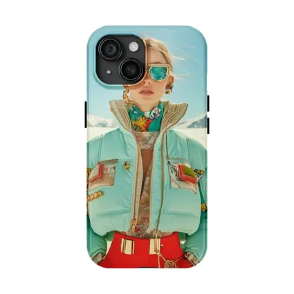 Fashion Woman Mint Puffer Jacket Snow Mountains