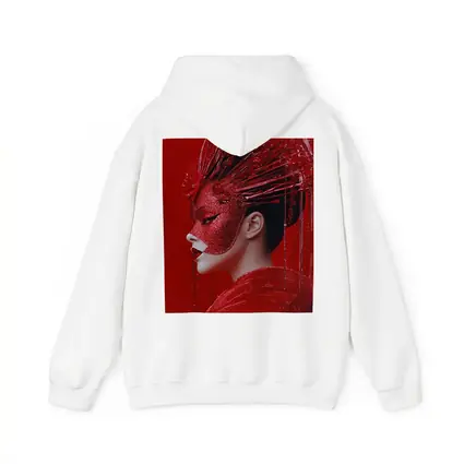 Red Glitter Mask Woman Art Portrait