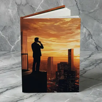 Businessman Silhouette City Skyline Sunset Art
