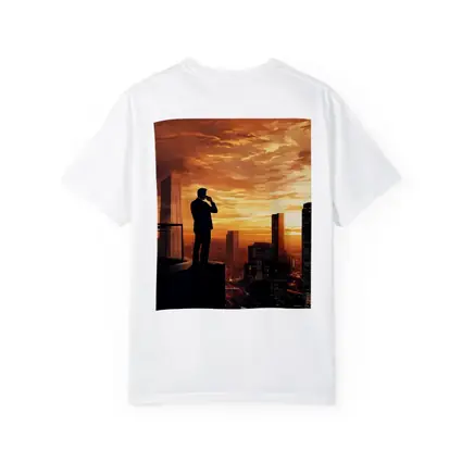 Businessman Silhouette City Skyline Sunset Art
