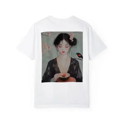 Japanese Woman Cherry Blossoms Bird Painting