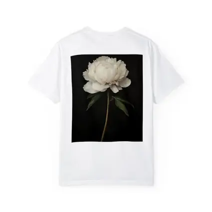 White Peony Dark Background Botanical Oil Painting