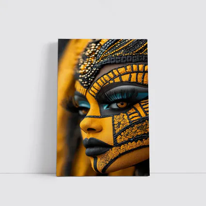African Tribal Face Art Gold Black