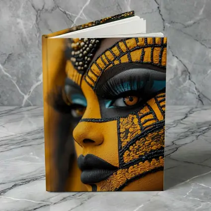 African Tribal Face Art Gold Black