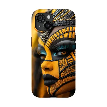 African Tribal Face Art Gold Black
