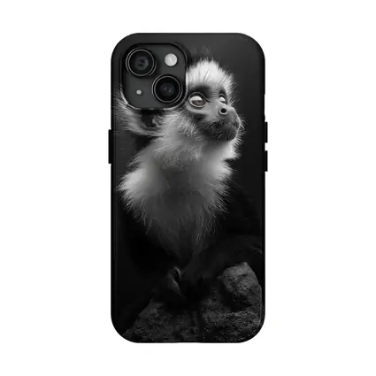 Black and White Monkey Portrait Dark Background