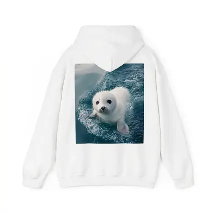 White Baby Seal Pup Swimming Blue Ocean