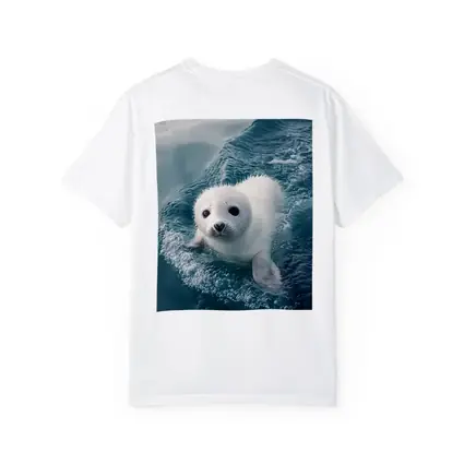 White Baby Seal Pup Swimming Blue Ocean