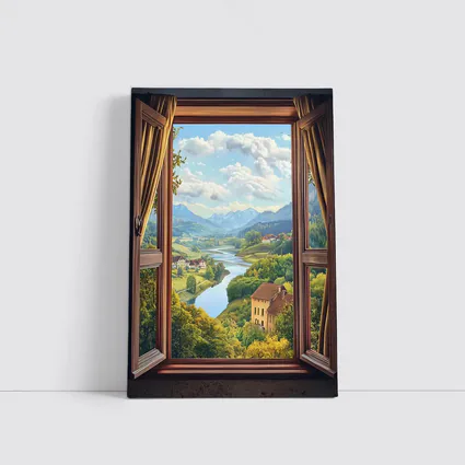 Open Window View Rolling Valley Landscape