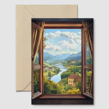 Open Window View Rolling Valley Landscape