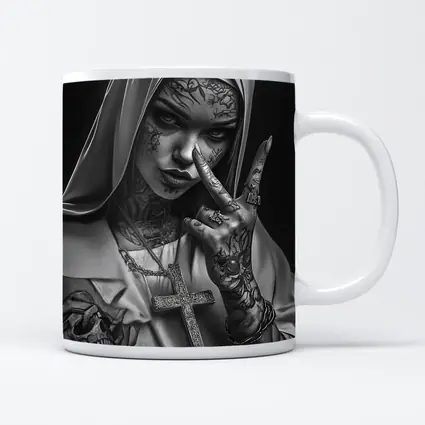 Tattooed Nun Dark Gothic Black White Art