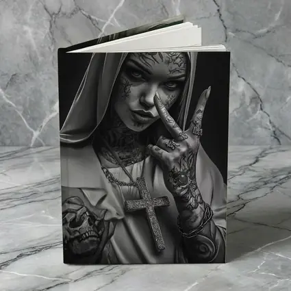 Tattooed Nun Dark Gothic Black White Art