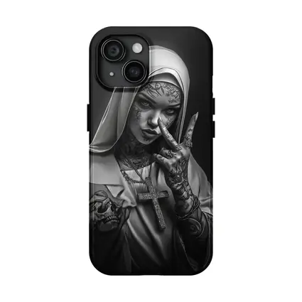 Tattooed Nun Dark Gothic Black White Art