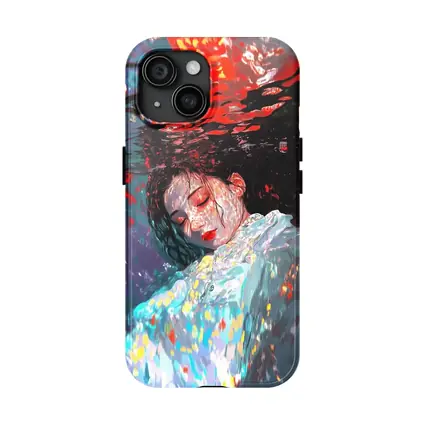 Woman Underwater Red Abstract Art Print
