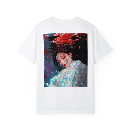 Woman Underwater Red Abstract Art Print