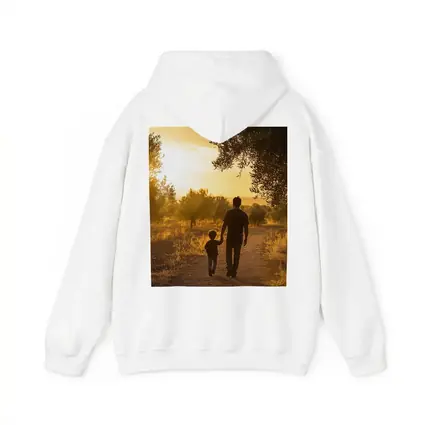 Father and Son Walking at Golden Sunset