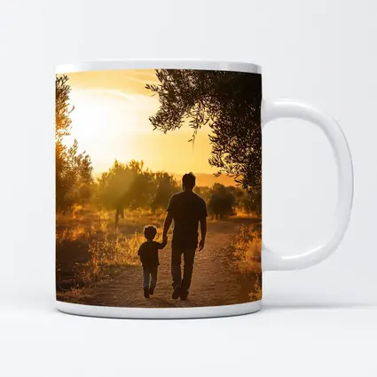 Father and Son Walking at Golden Sunset