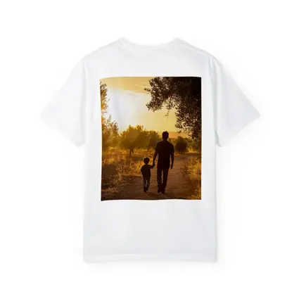 Father and Son Walking at Golden Sunset