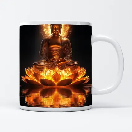 Golden Buddha Lotus Flower Dark Reflection
