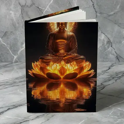 Golden Buddha Lotus Flower Dark Reflection