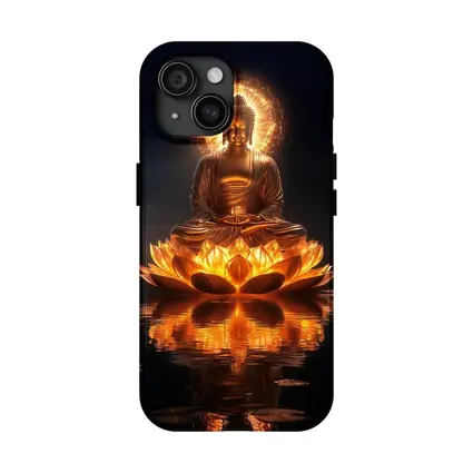 Golden Buddha Lotus Flower Dark Reflection