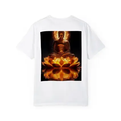 Golden Buddha Lotus Flower Dark Reflection