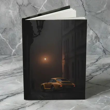 Yellow Porsche 911 Foggy Night Street