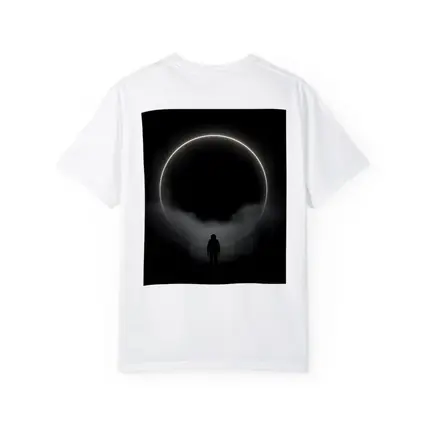 Lone Silhouette Standing Before Glowing Circle