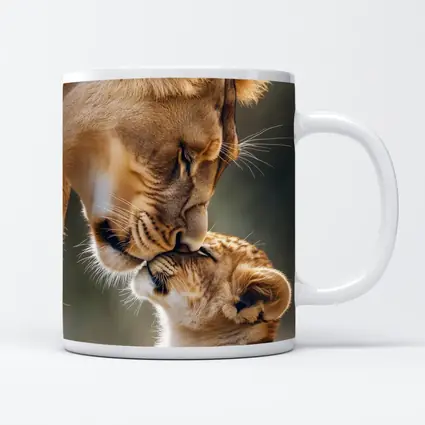 Lioness and Cub Tender Moment Outdoors