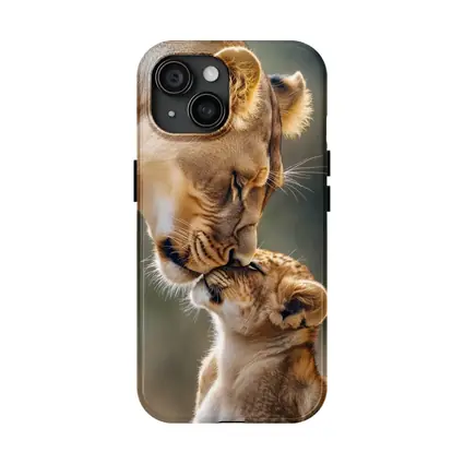 Lioness and Cub Tender Moment Outdoors