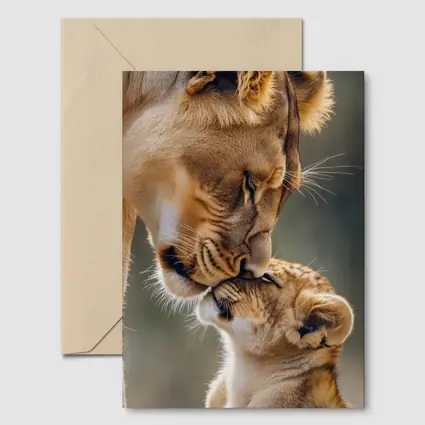 Lioness and Cub Tender Moment Outdoors