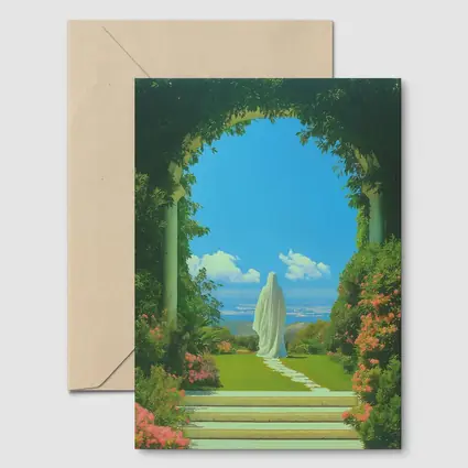 Robed Figure Garden Arch Surreal Art