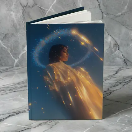 Angel Woman Golden Light Blue Sky