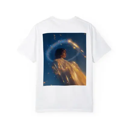 Angel Woman Golden Light Blue Sky