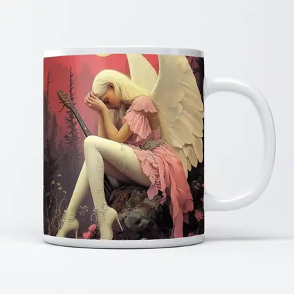 Angel Girl Pink Dress Moonlit Forest