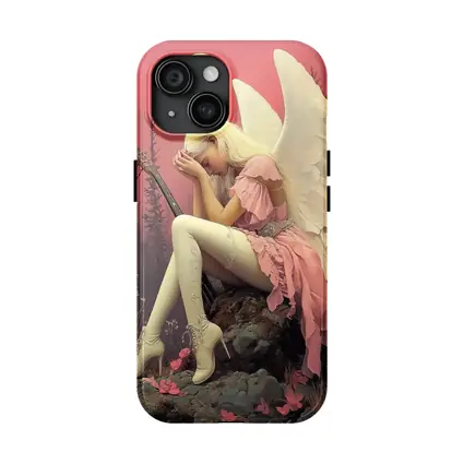 Angel Girl Pink Dress Moonlit Forest