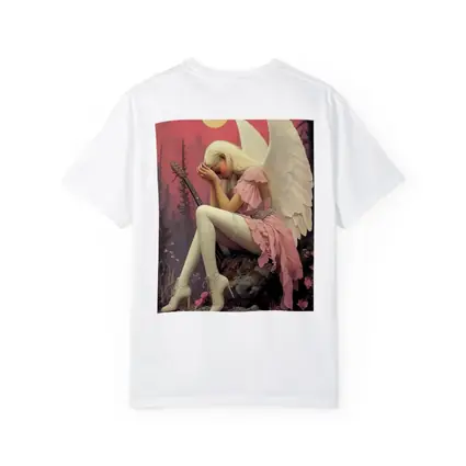 Angel Girl Pink Dress Moonlit Forest