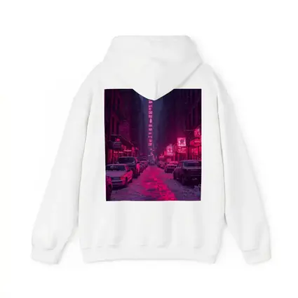 Neon Pink City Street Winter Night