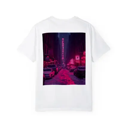 Neon Pink City Street Winter Night