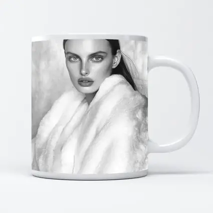 Black and White Fashion Model Fur Portrait