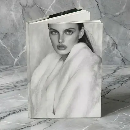 Black and White Fashion Model Fur Portrait