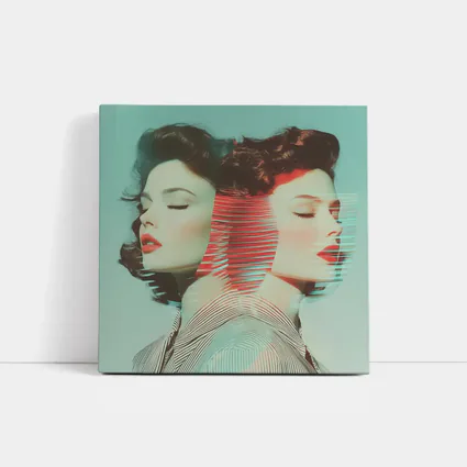 Retro Double Portrait Women Glitch Art