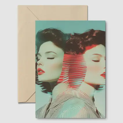 Retro Double Portrait Women Glitch Art