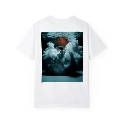 Woman In White Dress Underwater Dark Scene