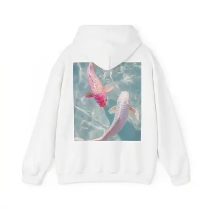 Pink White Koi Fish Clear Blue Water