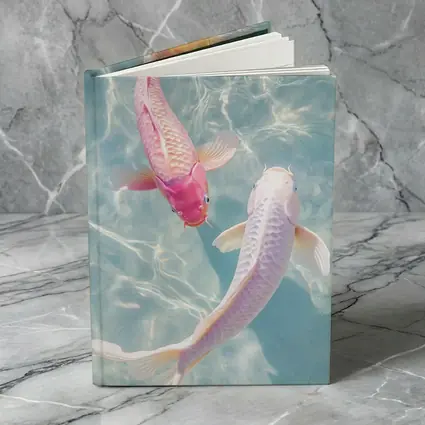 Pink White Koi Fish Clear Blue Water