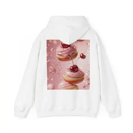 Cherry Donuts Falling Pink Frosting Background