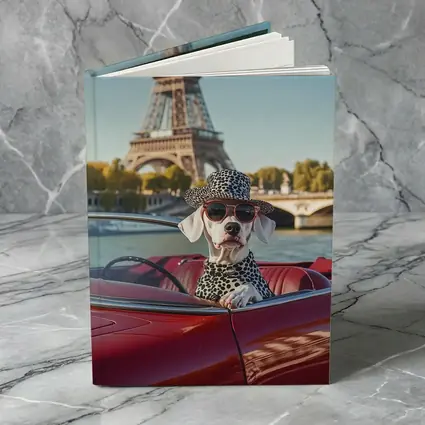 Dalmatian Dog Driving Red Car Paris